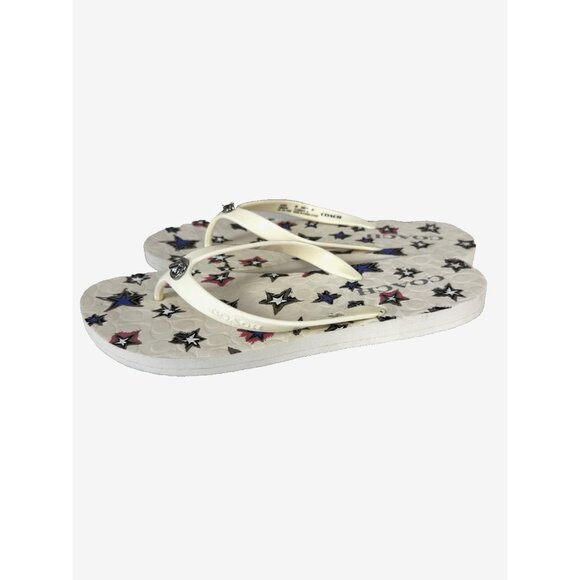 Coach Abbigail 8B Flip Flops Red White Blue Stars Americana Rubber Chalk Summer - Picture 4 of 16